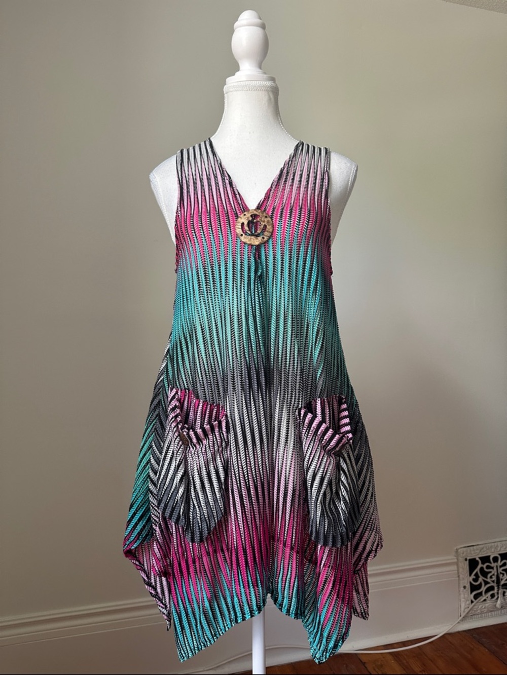 PARADISE Lagenlook Boho Beachy Vacation Festival Tunic Cover Up Size Med/Large